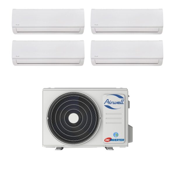 Airwell HDLA Aura — quadri-split 4 pièces (4 × taille 22)