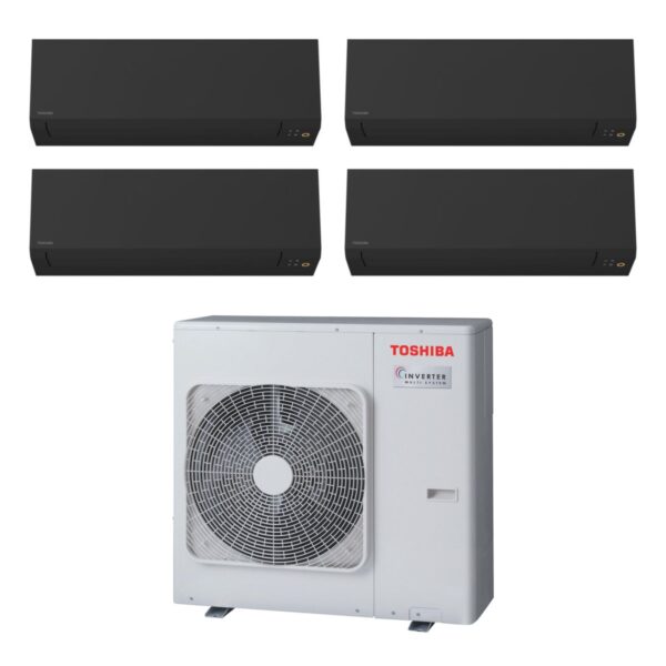 Toshiba Shorai Edge noir — quadri-split 4 pièces (4 × 2,0 kW)